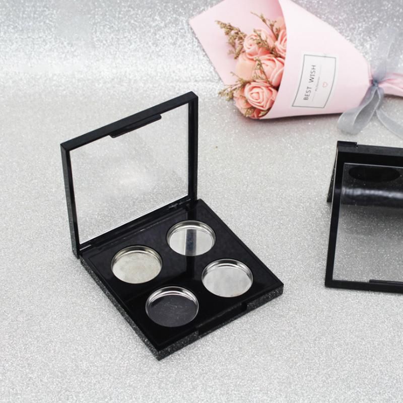 High Quality Plastic Square Empty Eyeshadow Container Matt Black 4 Colors Makeup Eyeshadow Palette Compact Case