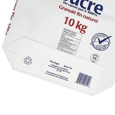 Custom Printing Multiwall 10kg 15kg White Kraft Sugar Packaging Paper Bag