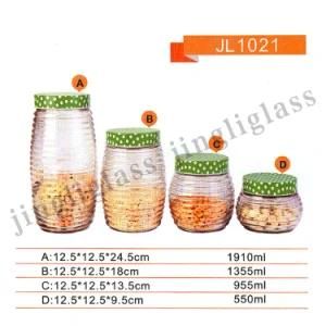 Glass Jar with Spiral Body Shape / Storage Glass Jar