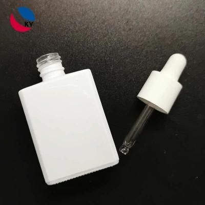 Glossy White Flat Shoulder Cosmetic Serum Dropper Glass Essential Oil Bottle
