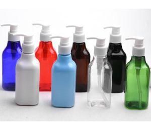 200ml Pet Plastic Longneck Square Shape Cosmetic Lotion Pump Shampoo Bottle
