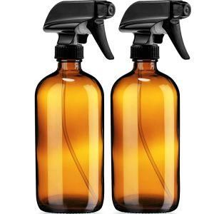 Empty Amber Glass Spray Bottles with Black Trigger Refillable Container for Essential Oils Cleaning Products Alcohol