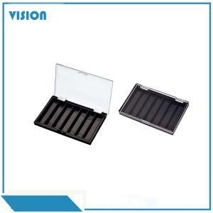Square Shape Plastic Transparent Cap with Matte Black Compact Eyeshadow Palette Case