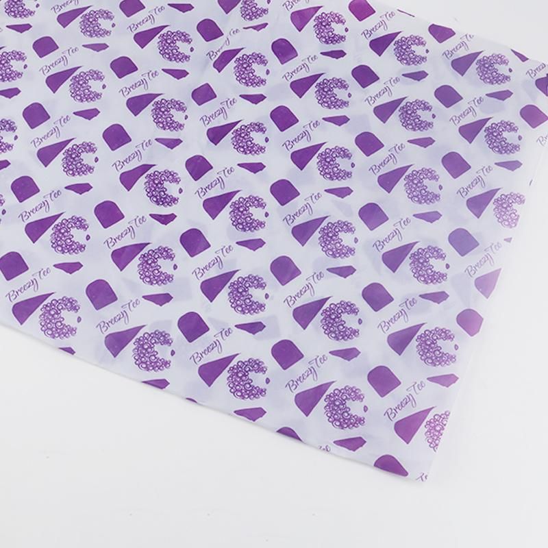 Grey Purple Logo Double Colors Printed Custom Clothing Wrapping Tissue Paper