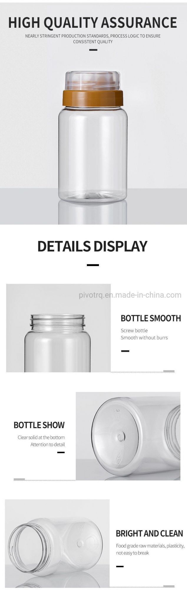 1kg Round Wide Neck Plastic Packaging Honey Bottle for Honey Packaging