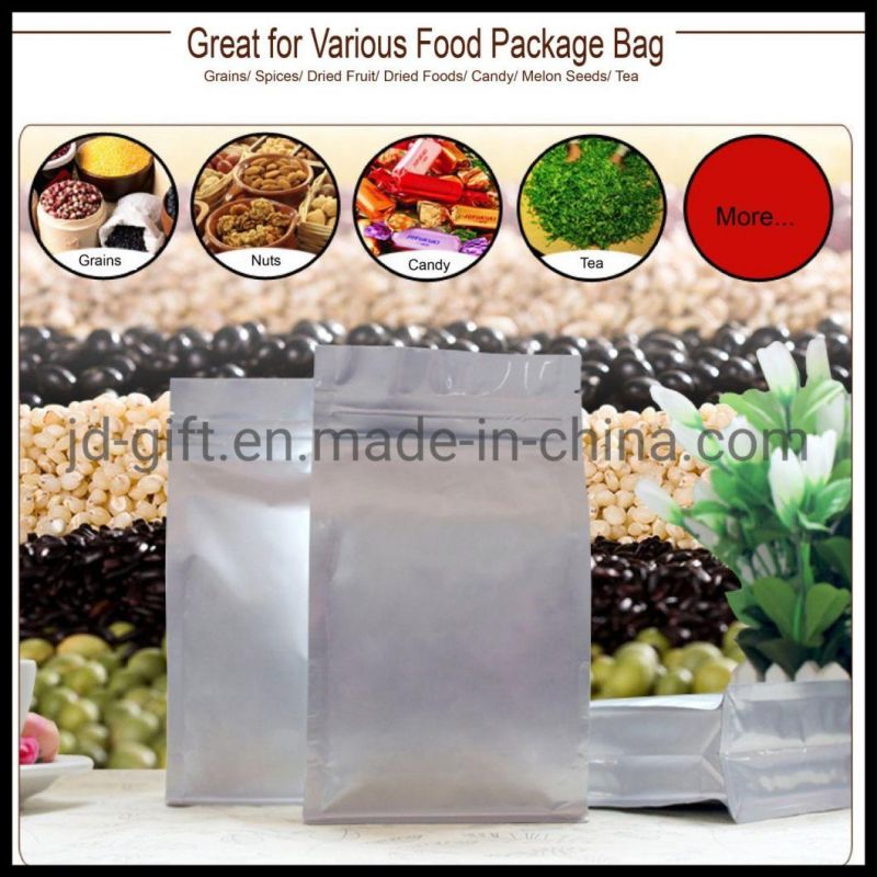 Food Packaging Aluminium Foil Bags Square Bottom Standing up Flexible Packaging Bags with Zip Lock   for Quinoa Tea Coffee Cookies Packing