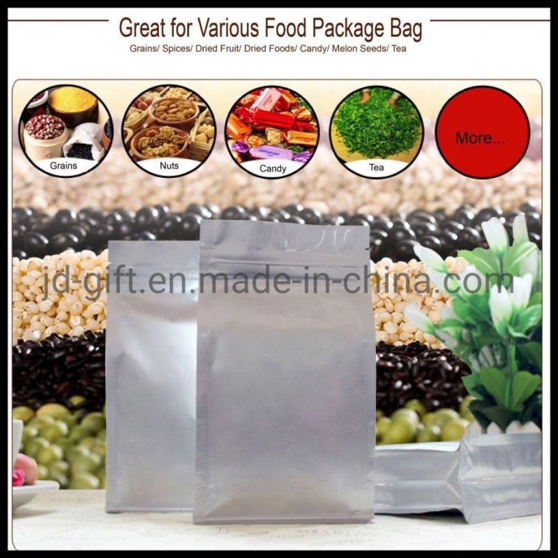 Food Packaging Aluminium Foil Bags Square Bottom Standing up Flexible Packaging Bags with Zip Lock for Quinoa Tea Coffee Cookies Packing