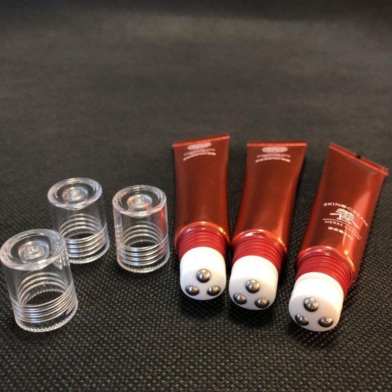 Custom Private Label Eye Cream Roll on Bottle Transparent Eye Cream Tube with Steel Roller Applicator