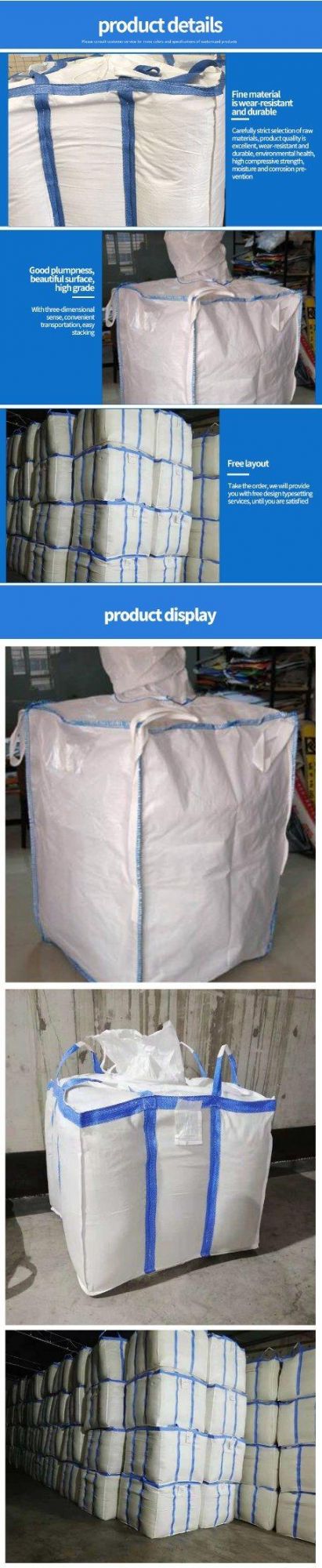 1ton Jumbo Bag FIBC Bulk Big Jumbo Bags 1ton 1.5ton 2ton 3ton