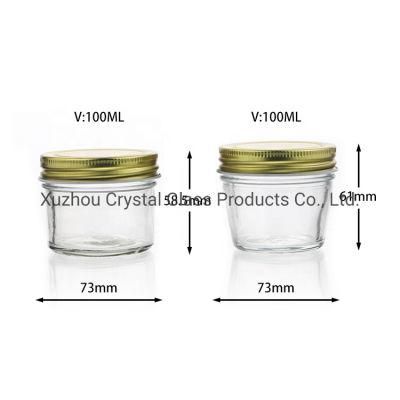 Wide Mouth 100ml 200ml 250ml 300ml Mason Jars Glass Food Storage with Metal Lid