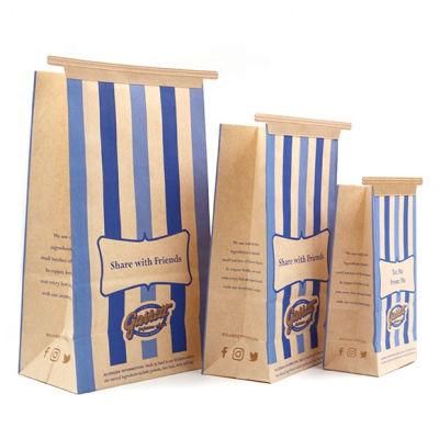 Wholesale Food Packaging Customized Tie Tie Popcorn Paper Bags