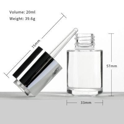Wholesale Round Clear Glass Rotate Press Squeeze Dropper Eye Essential Oil Bottle 20 Ml for Sale