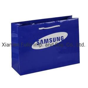 Custom Luxury Blue Paper Shopping Bags with Handle Paper Packaging