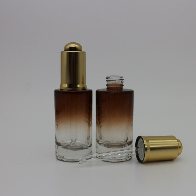 15ml Clear Glass Bottle with Pump and Over Cap for Foundation and Serum