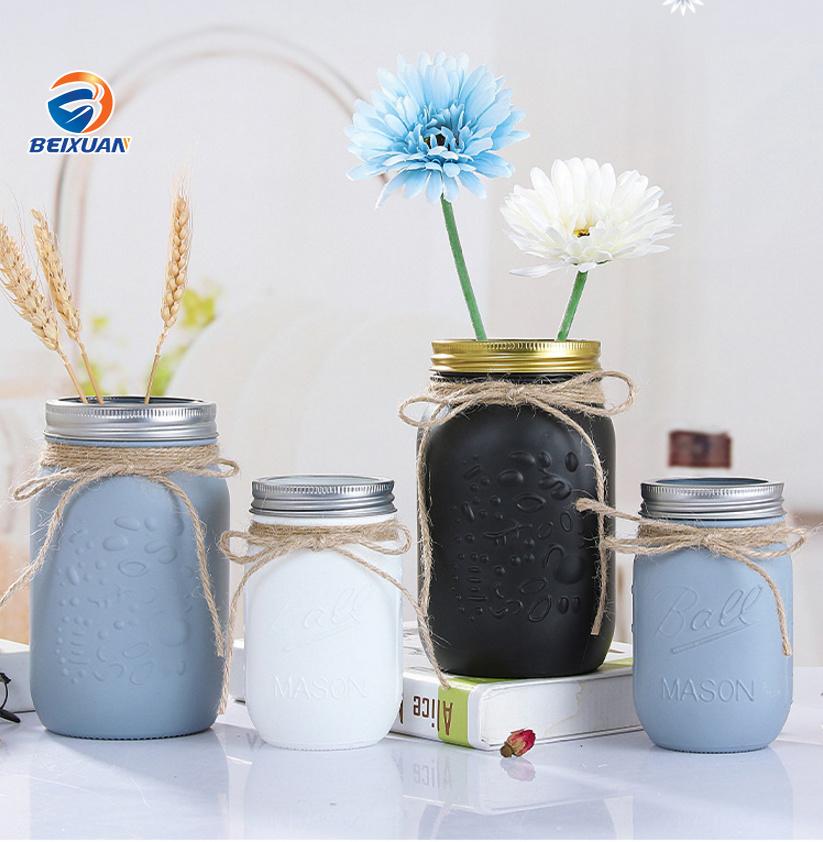 Wedding Decoration Antique Custom Colored Blue Glass Vase Mason Jar