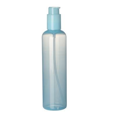 300ml Cosmetic Body Lotion Transparent Blue Plastic Bottle with Pump for Lotion
