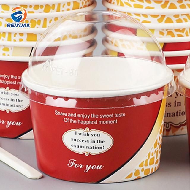 Customized Ice Cream Cup with Dome Plastic Lid