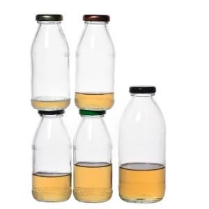 8oz 16oz Empty Flint Screw Top Round Clear Customize Glass Bottles with Lids Manufacturers