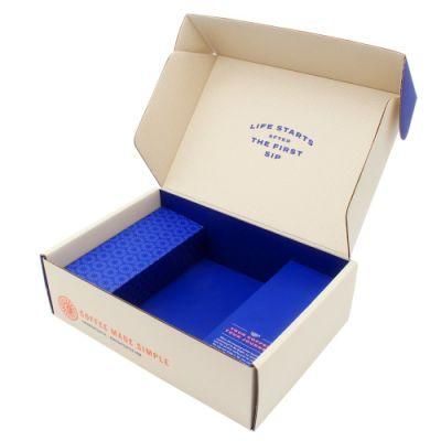 Custom Logo Corrugated Paper Blue Business Customized Shipping Mailer Box with Compartment Paper