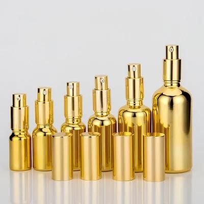 10ml 15ml 20ml 30ml 50ml 100ml High-End Metallized Golden Glass Spray Perfume Bottle