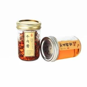 100ml 200ml 250ml 300ml Empty Clear Mason Jar Caviar Jelly Jam Chili Sauce Pickles Glass Bottle Jar with Metal Screw Lid