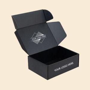 Wholesale Luxury Folding Corrugated Shipping Boxes Custom Logo Black Matte Rectangular Shoe Packaging Box