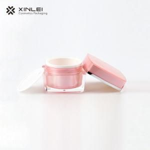 Double Wall 15g 30g 50g Rose Gold Square Cosmetic Shave Cream Plastic Acrylic Jar Container with Cover