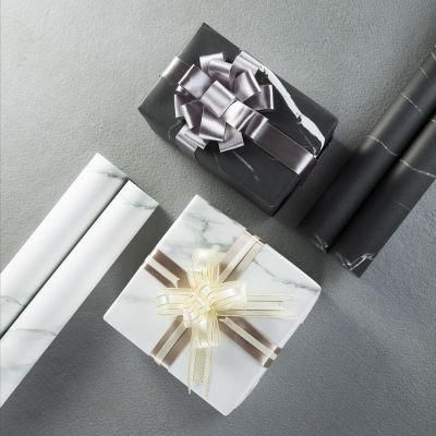 Custom Elegant Marble Black White Christmas Gift Wrapping Paper