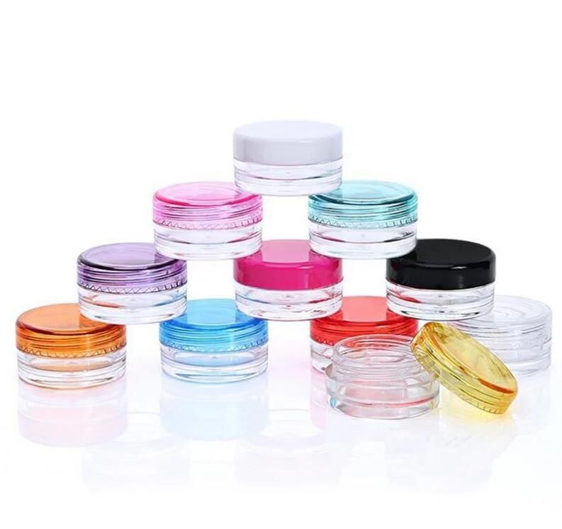 Cosmetic Sifter Jars Pot Box Nail Art Cosmetic Bead Storage Makeup Cream Plastic Container Round Refillable Bottles 3ml