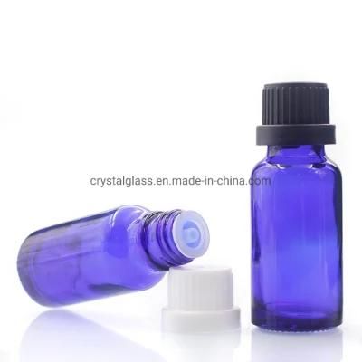 Cobalt Blue Glass 30ml Essential Oil Bottle with White Normal Dropper Pipette Cap