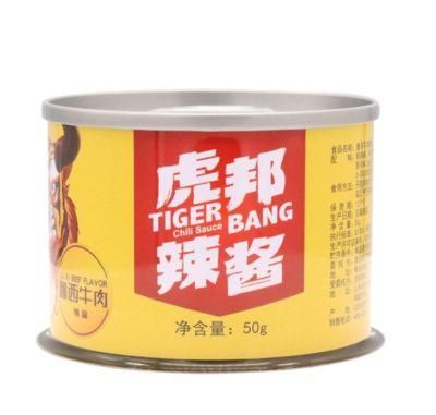 China Wholesale Tin Mini Small Capacity Can 50g Hot Sauce Tin Food Packaging Tin Can Tip