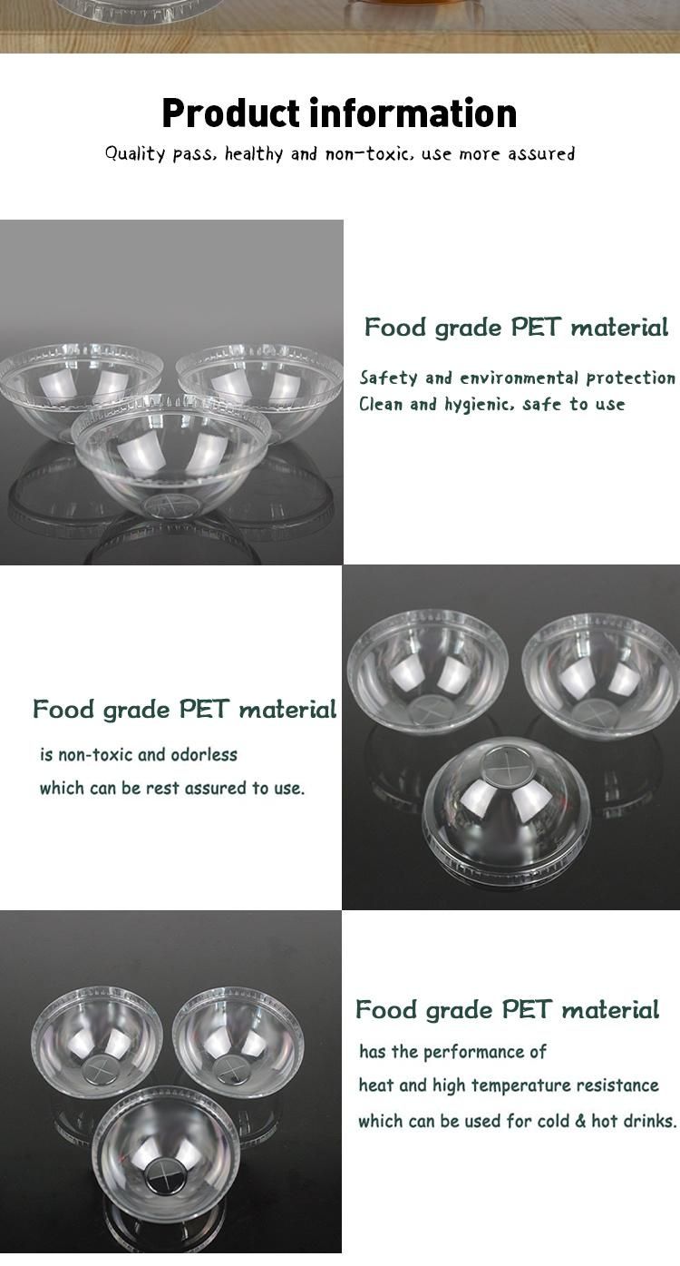 Disposable Plastic Tableware 98mm Diameter Pet Plastic Lid Transparent Customizable for Dessert Cup