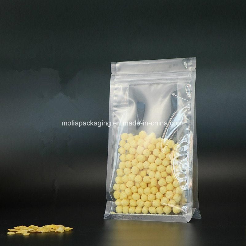 Matte Clear Poly Stand up Bag Ziplock Flat Bottom Organ Bags Bellows Pocket for Bean Nuts Storage Pack Heat Seal Plastic Doypack Zip Lock Storage Pouches
