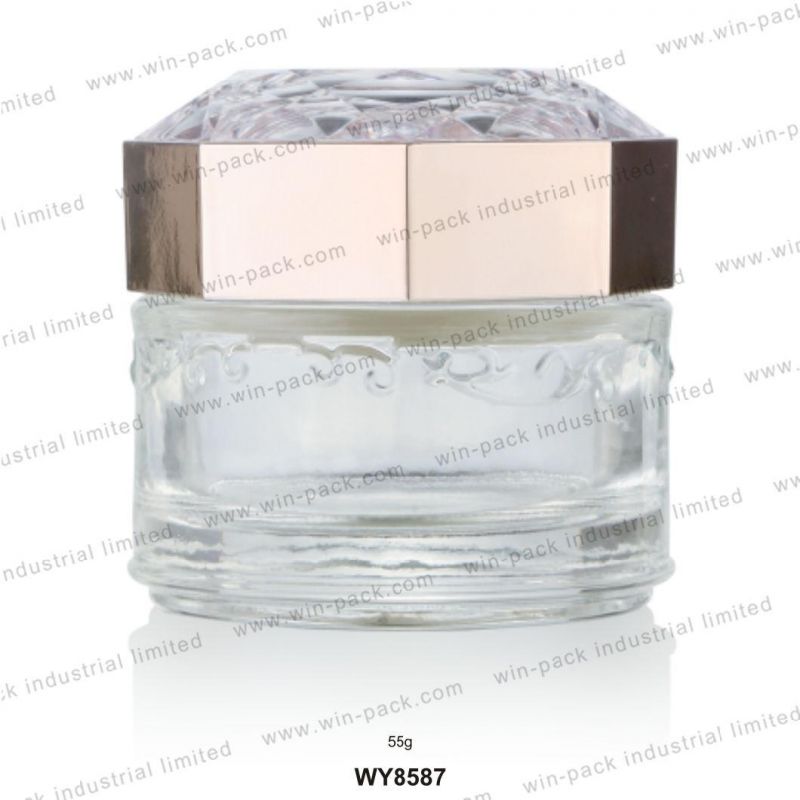 Cosmetic Packaging Skin Care Cream Eco Friendly Glass Jar 55g with Factory Wholesale Cosmetic