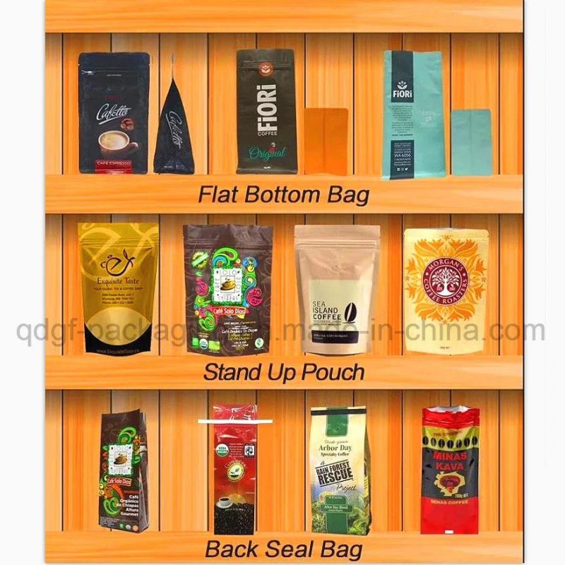 Sides Gusset Coffee Bag with Back Center Sealed Plastic Packaging Pouch
