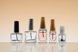 Clear Glass Nail Polish Bottle with Cap and Brush
