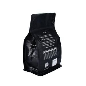 Black Matt Customized Printed Aluminum Foil Flat Bottom Coffee Packaging Zip Lock Bag