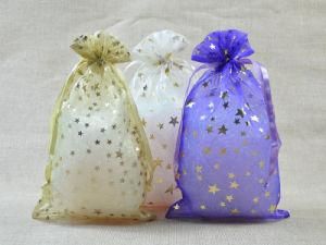 Metallic Star Printe Organza Bag