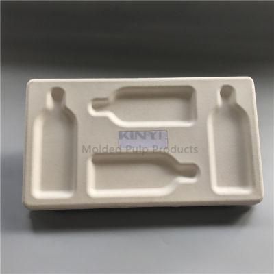 Customized Molded Sugarcane Pulp Packaging Bottle Tray