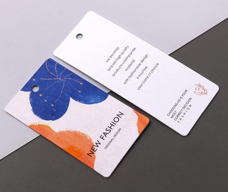 High Quality Logo Cmyk Printed Uncoated Matt White Paper Custom Hang Tag