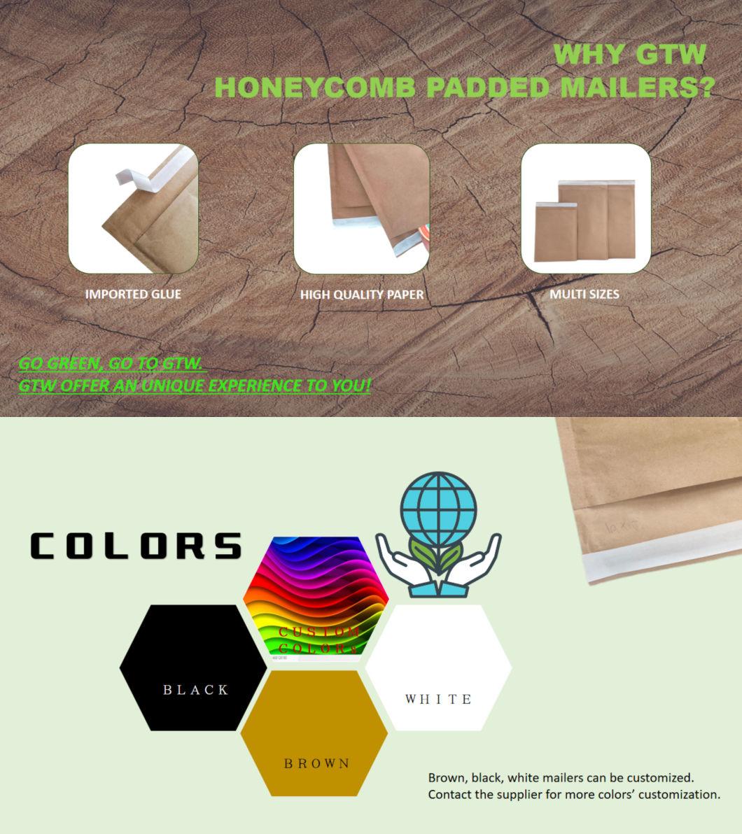 No Pollution Customized Logo Black Paper Honeycomb Padded Envelope Kraft Bubble Mailer