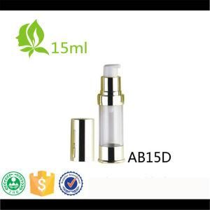 15ml Gold Airless Pump Lotion Bottle/High Quality as Plastic Cosmetic Airless Bottle/Thin