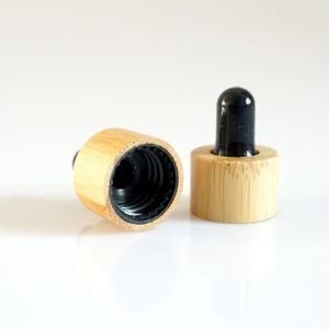 Black Rubber Glass Tube Bamboo Cover Dropper for Essential Oil Bottle