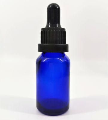 0.5 Oz 15ml Blue Glass Bottle with Black Dropper for Essence Oil