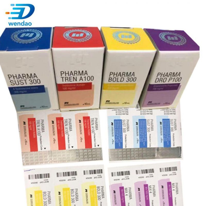 Wholesale Custom Printing Waterproof Hologram Pharmaceutical Steroid Packaging 10ml Vial Labels and Boxes