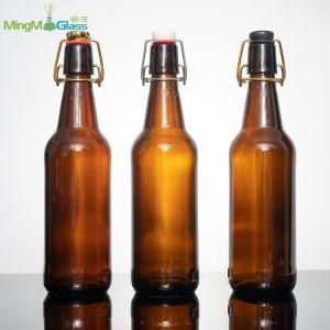 Home Brewing Glass Airtight Rubber Seal Amber 16 Oz Empty 500ml Swing Top Beer Bottle with Easy Wire Swing Cap