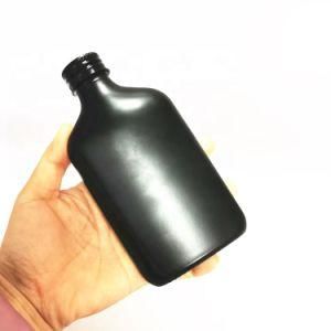 Empty Painted Matte Black 200ml Flat Hip Flask Pocket Cold Brew Coffee Juice Whiksy Wine Alcohol Milk Tea Beverage Glass Bottle