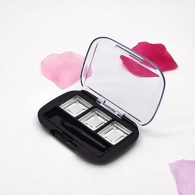 Transparent 3 Square Eyeshadow Lipstick Cosmetic Empty Powder Makeup Box Grid Packing Case