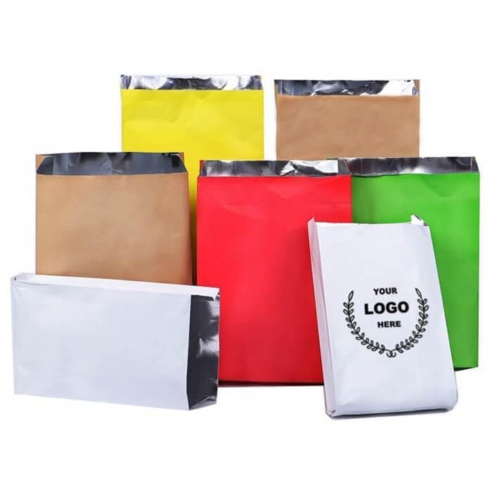 Custom Eco BBQ Fast Food Takeaway Hot Dog Sandwich Burger Packaging Grease Proof Aluminium Foil Lined Chicken Kraft Paper Bag