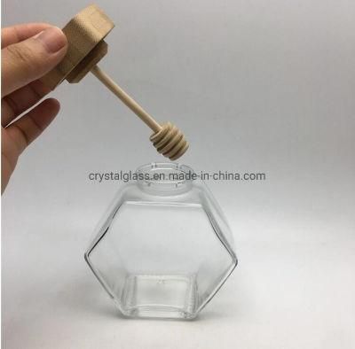 100ml 220ml 380ml Xuzhou Hot Sale High Food Grade Flat Hexagonal Glass Honey Jar Logo Customized Wholesale